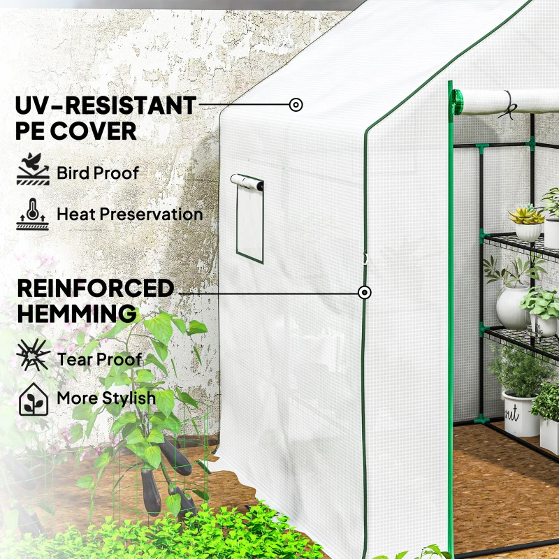 Best 143 x 140cm Walk-In Greenhouse, with Accessories - White - Image 5