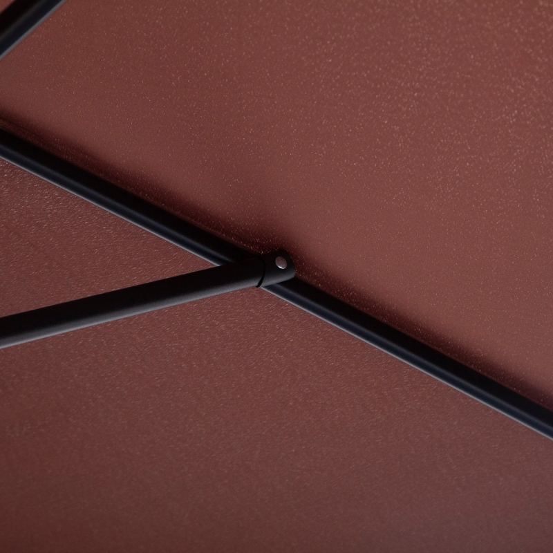 Best 2.6M Garden Parasol Umbrella with Tilt and Crank, Outdoor Sun Parasol Sunshade Shelter with Aluminium Frame, Coffee - Image 9