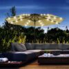 Best 2.7m Patio Garden Umbrella Outdoor Parasol with Tilt Crank and 24 LEDs Lights (Brown) - Image 11