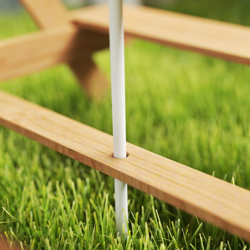 AIYAPLAY Kids Picnic Table, Sand and Water Table with Wooden Benches, Adjustable Parasol and Storage Bins, Multicolour - Image 9