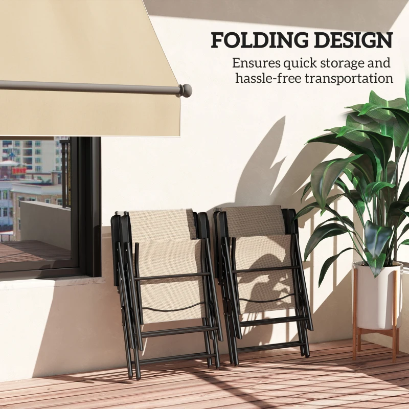 Best Set of Four Folding Outdoor Chairs - Brown/Black - Image 5