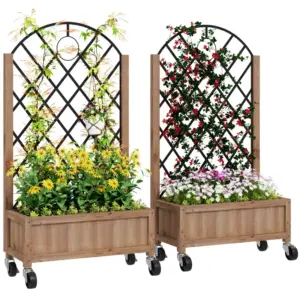Best Wooden Planter, with Metal Trellis - Brown/Black