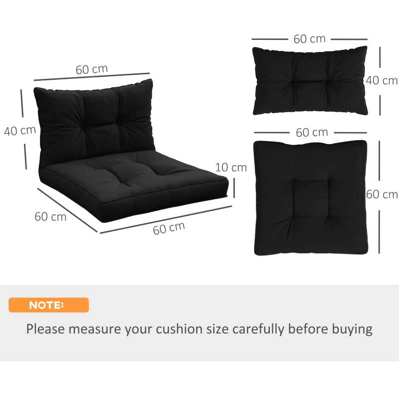 Best 2-Piece Seat Cushions Back Pillows Replacement, Patio Chair Cushions Set for Indoor Outdoor, Black - Image 3