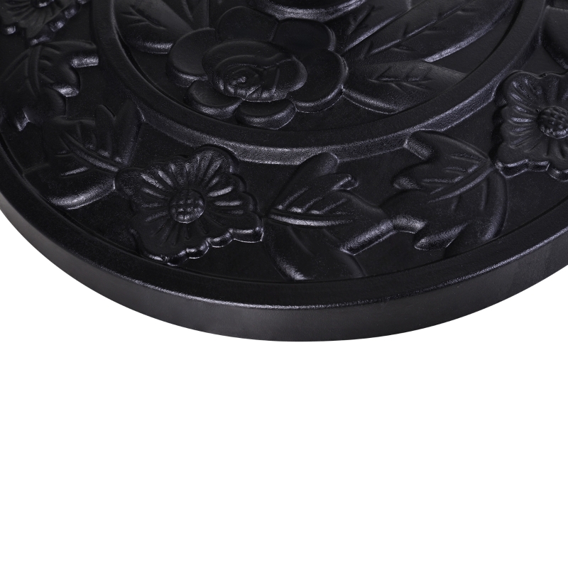 Best 9kg Resin Parasol Base, Half Round Umbrella Stand with Floral Design for Garden, Outdoor, Suitable Umbrella Rod: Φ3.8cm, Φ4.8cm, Black - Image 9