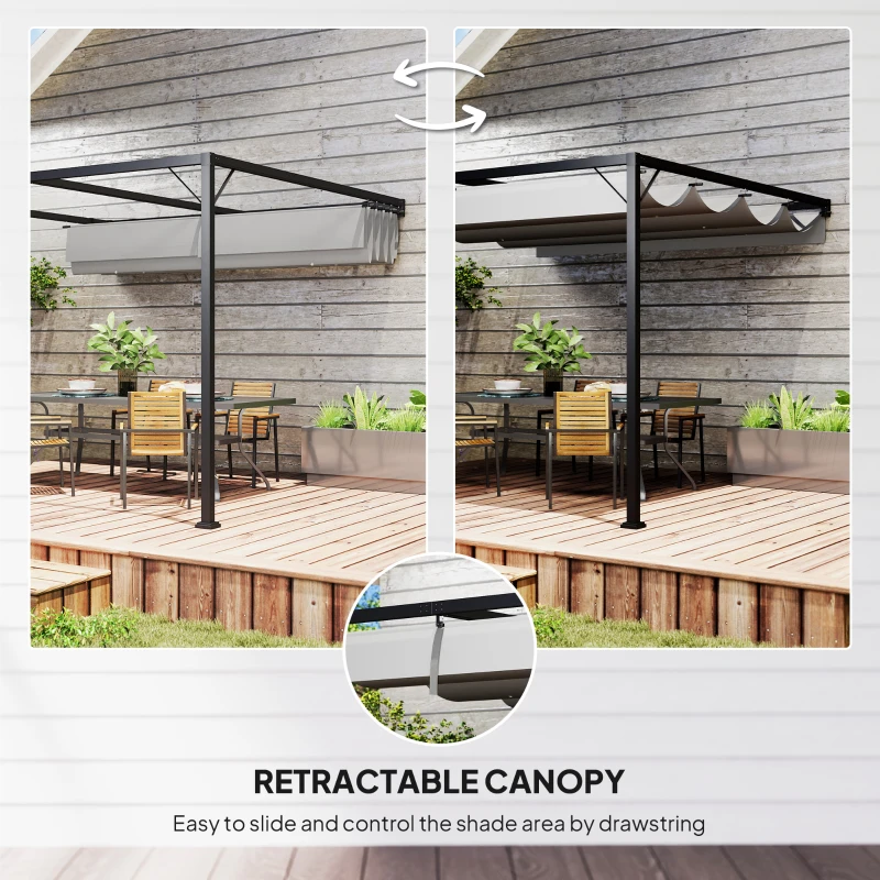 Best 3 x 3(m) Outdoor Pergola with Retractable Canopy - Grey - Image 4