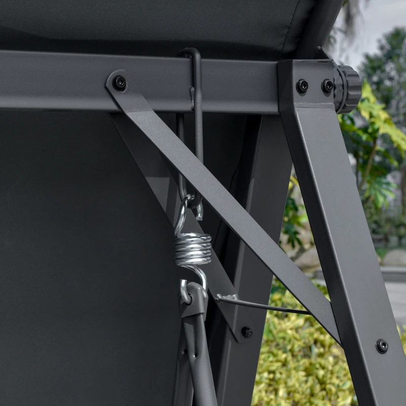 Best 2 Seater Garden Swing Seat Swing Chair, Outdoor Canopy Swing Bench with Adjustable Shade, Metal Frame and Texteline Seat, Dark Grey - Image 8