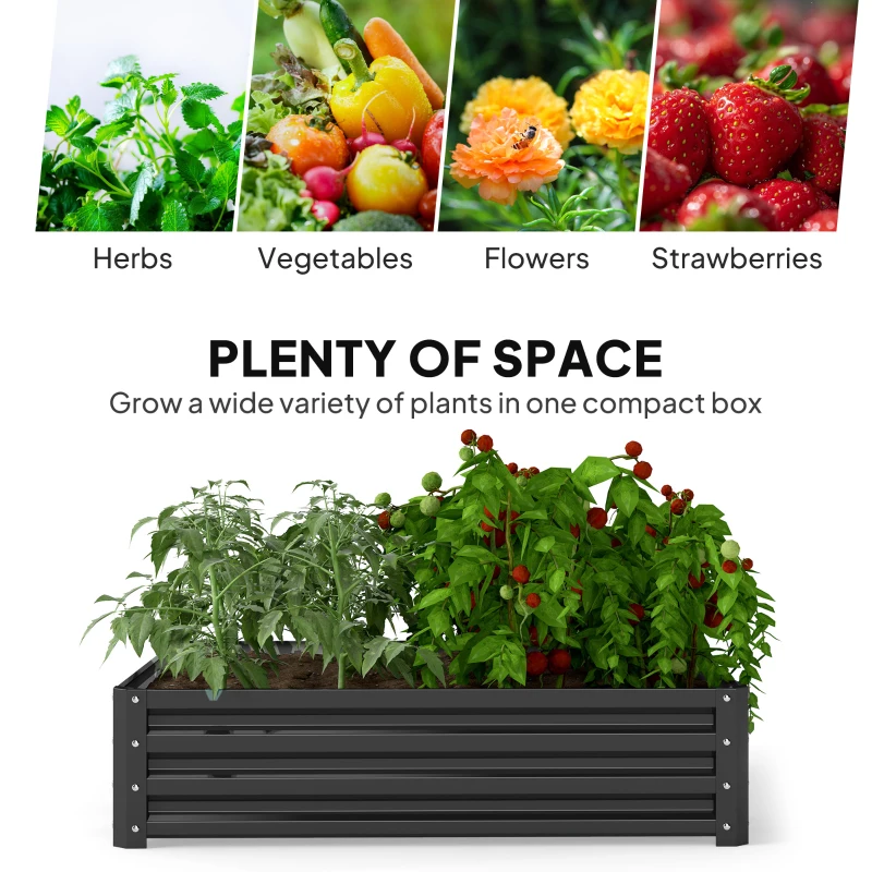 Best 432L Square Raised Garden Bed Box with Weatherized Steel Frame for Vegetables, Flowers and Herbs, 120 x 120 x 30cm, Grey - Image 4