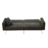 Modern Loveseat with Adjustable Backrest, Gold Legs, Side Storage Pockets, Sherpa Fabric Convertible Sofa Bed, 176L x 64W x 75H cm, Dark Grey - Image 15