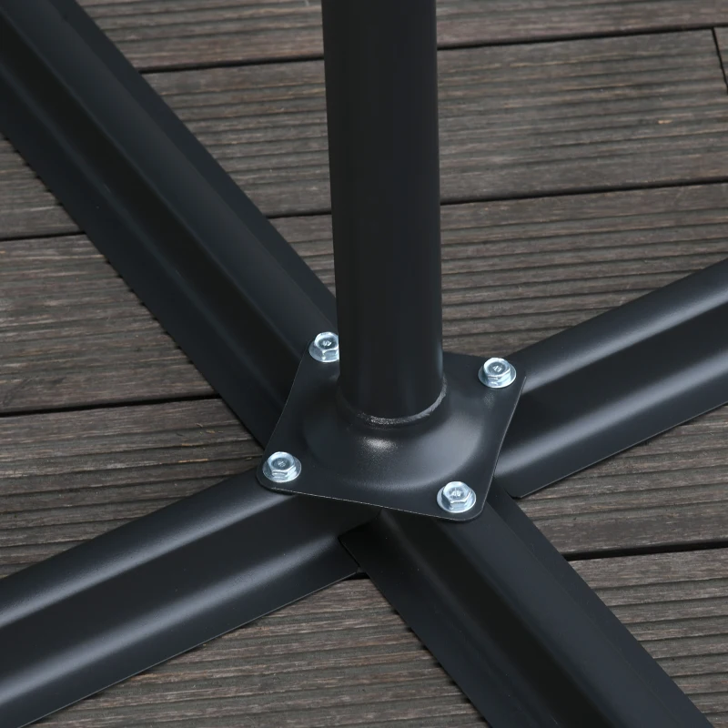 Best 2.45m Overhanging Cantilever Parasol, Heavy Duty Waterproof Garden Umbrella with Cross Base, Black - Image 8