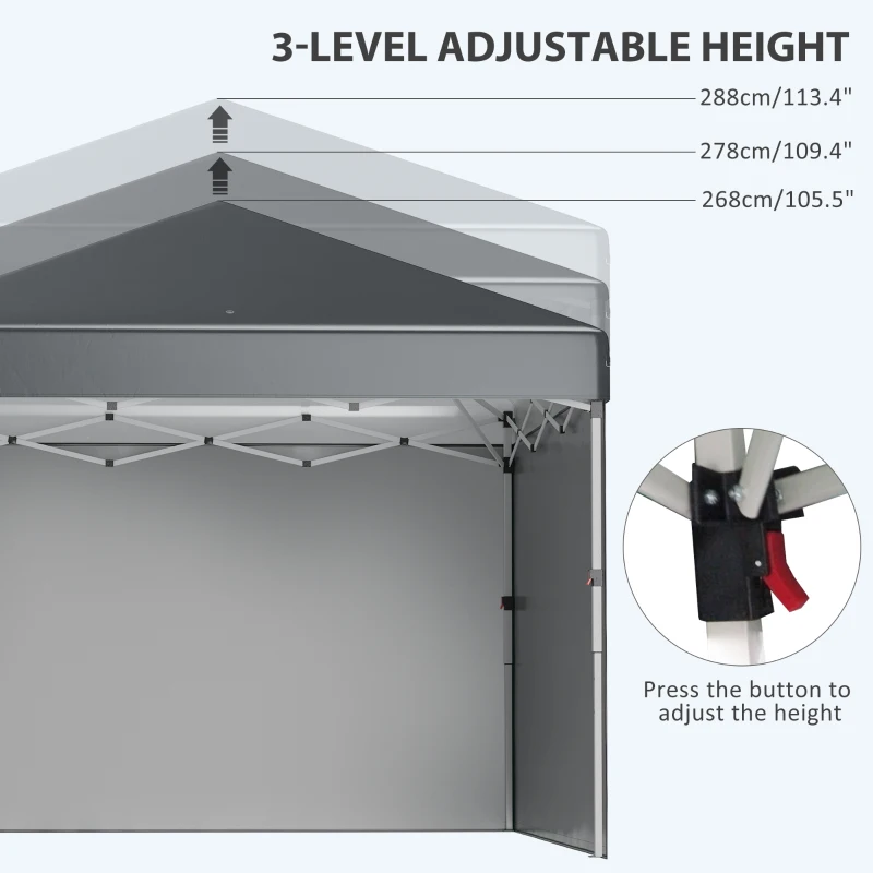 Best 3 x 3 (M) Pop Up Gazebo, UPF 30+ with 2 Sidewalls, Leg Weight Bags and Wheeled Bag, Height Adjustable Party Tent Event Shelter for Garden, Patio, Dark Grey - Image 5
