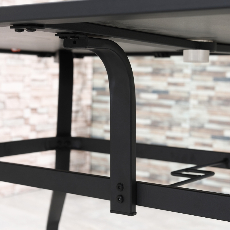 Best 7 Pieces Garden Dining Set, 6 Seater Garden Table and Chairs with Parasol Hole, Outdoor Furniture Armchairs and Stone-like Plastic Top Table with Breathable Mesh Fabric Seat, Grey - Image 9