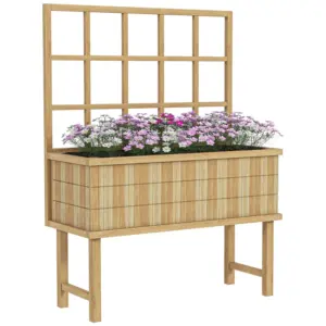 Best 45 x 105cm Wooden Garden Planter, with Trellis - Natural