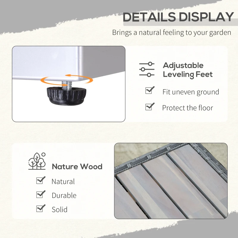 Best 7 Pieces Patio Wicker Sofa Set, Outdoor PE Rattan Sectional Furniture Set w/ Acacia Table Top & Cushion for Garden, Backyard, Grey - Image 7