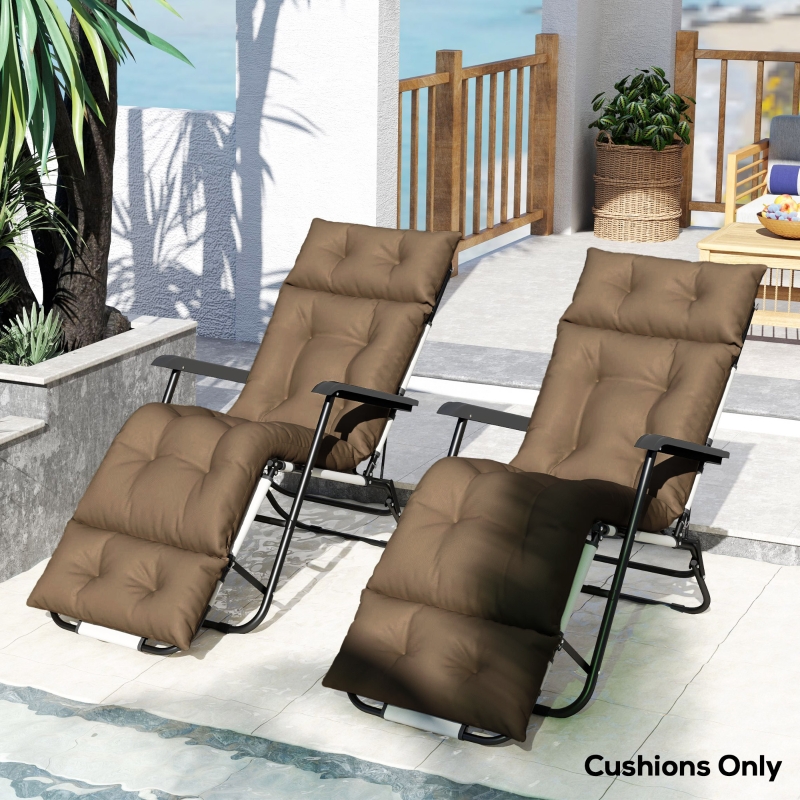 Best Set of Two 190 x 56cm Sun Lounger Cushions - Khaki - Image 10