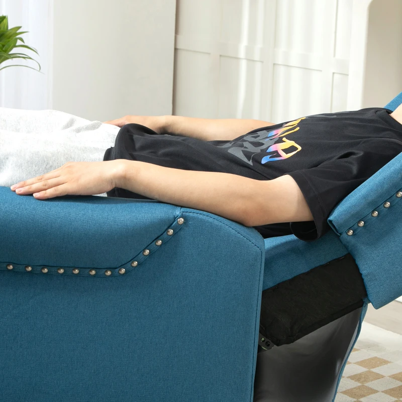 Best 150° Reclining Vintage Armchair, with footrest - Blue - Image 7