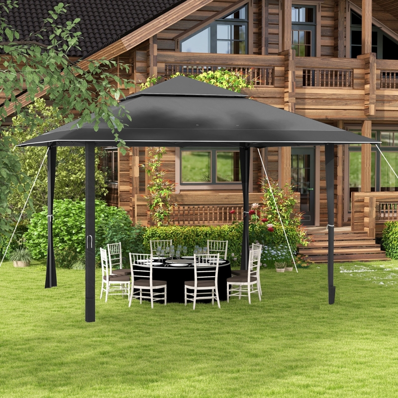 Best 4 x 4m Pop-up Gazebo Double Roof Canopy Tent with UV Proof, Roller Bag & Adjustable Legs Outdoor Party, Steel Frame, Dark Grey - Image 10
