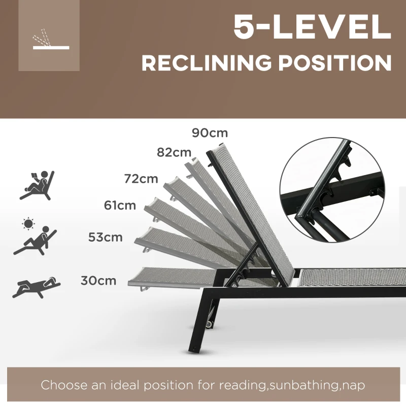 Best Rattan Sun Lounger, with Five-Position Back - Brown/Black - Image 5