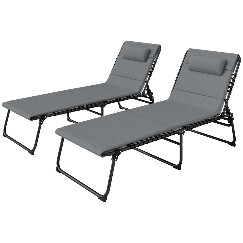 Best Folding Sun Loungers Set of 2, Recliner Garden Chairs with Quick Drying Pad Headrest Side Pocket, Garden Sun Loungers for Beach Pool, Charcoal Grey - Image 11