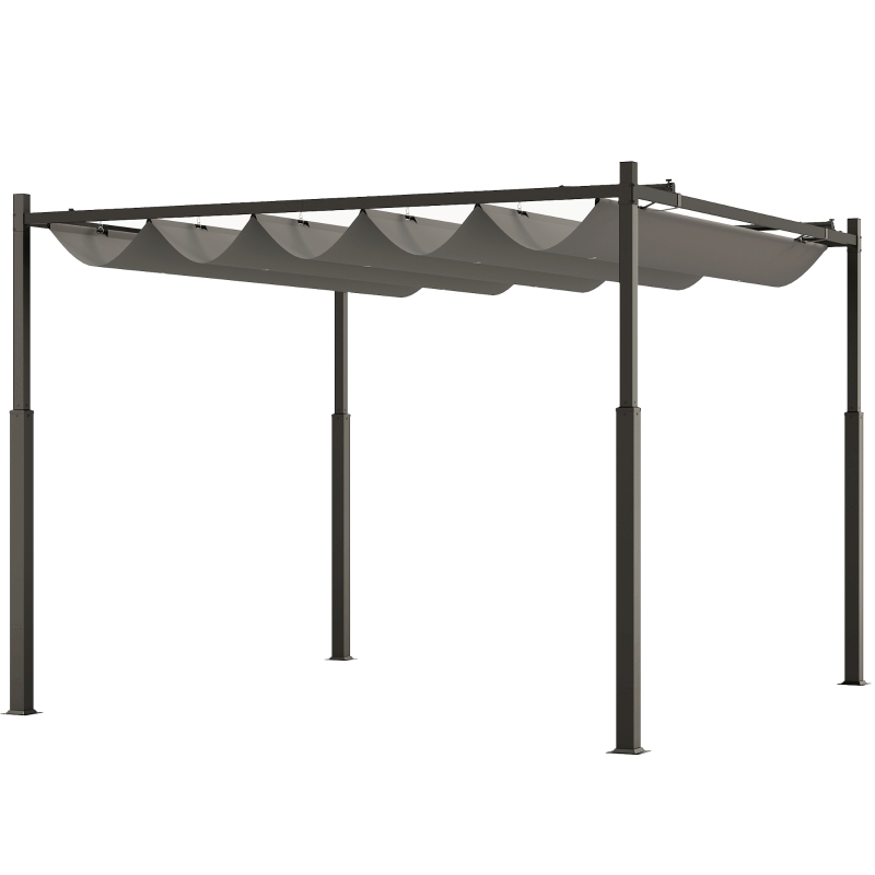 Best 3 x 3(m) Metal Pergola with Retractable Roof and Magnetic Fixture, Outdoor Gazebo Garden Pergola Kit Sun Shade Canopy, UPF30+, 80mm Metal Column, Grey - Image 11