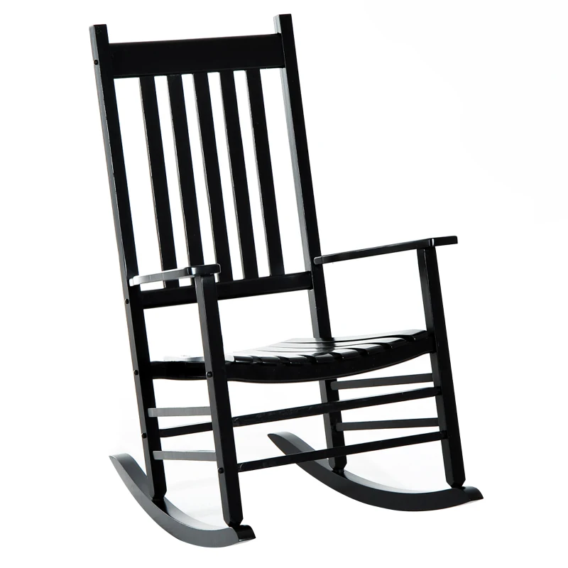Best Outdoor Porch Rocking Chair Armchair Wooden Patio Rocker Balcony Deck Garden Seat Black