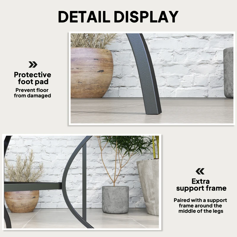 Best 94 x 94 cm Garden Table with Parasol Hole, Outdoor Dining Garden Table for Four with Slatted Metal Plate Top, Dark Grey - Image 6