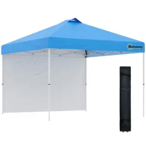 Best 3x3(M) Pop Up Gazebo with 1 Side and Roller Bag, Height Adjustable Party Tent Event Shelter for Garden, Patio, Blue