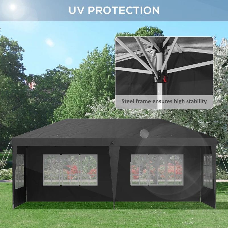 Best 3 x 6m Pop-Up Gazebo, with Removable Walls - Black - Image 7
