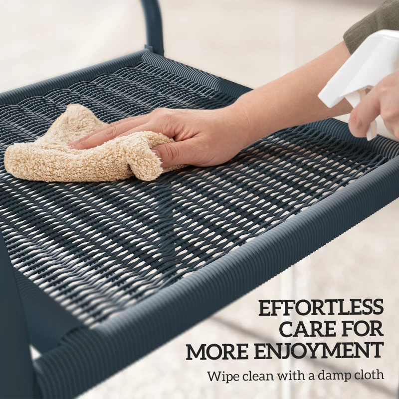 Best Garden Chairs Set of 4, Stackable Rattan Effect Dining Chairs with Armrest, Weather Resistant and Lightweight Outdoor Furniture Armchairs for Patio, Balcony, Terrace, Dark Grey - Image 8