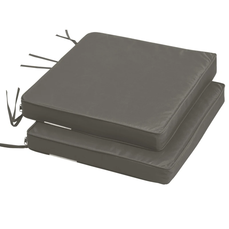 Best Set of 2 Garden Chair Cushions with Ties, 45 x 45 cm Replacement Cushions for Outdoor Furniture, Dark Grey - Image 7