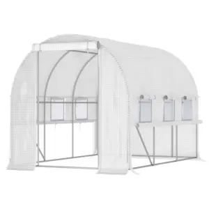 Best Walk-in Polytunnel Greenhouse Green House with Roll-up Sidewalls, UV-resistant PE Cover, 3 x 2 x 2m, White