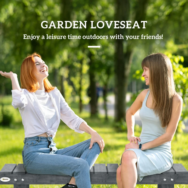 Best 2-Seater Garden Wooden Bench, Grey - Image 4