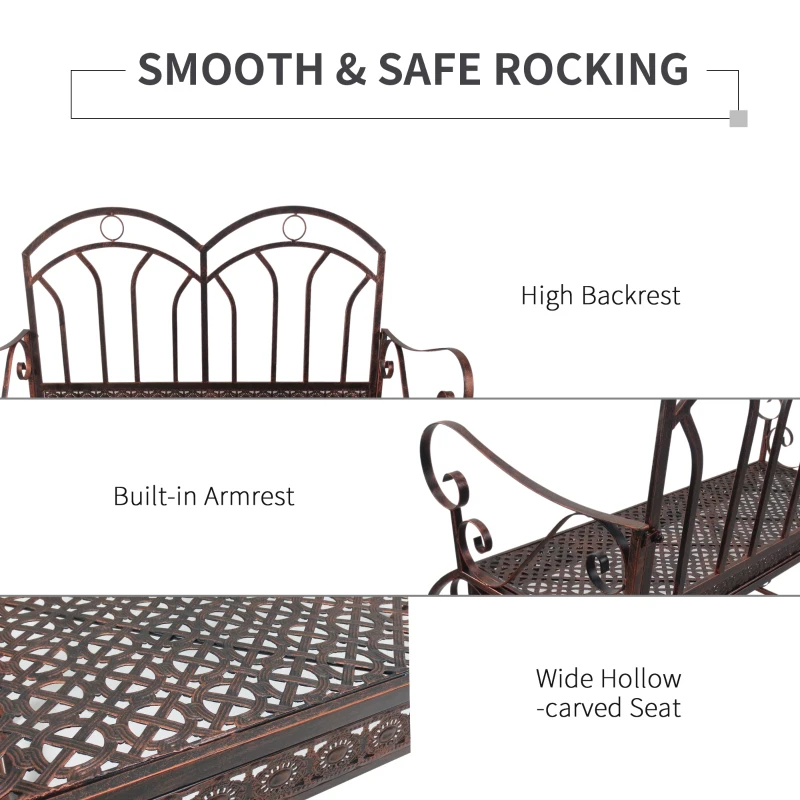 Outdoor Iron Rocking Chair-Bronze Red - Image 5