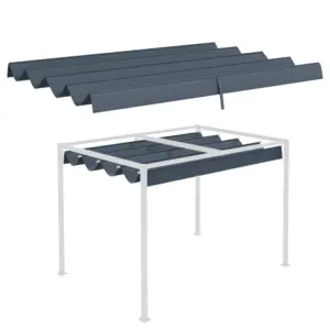 Best Pergola Roof, Retractable Sun Shade Cover for 2.85 x 2m Pergola, UV30+ Protected, Dark Grey