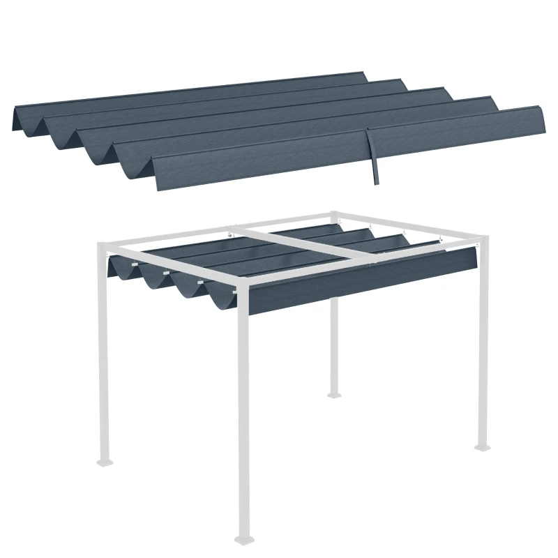 Best Pergola Roof, Retractable Sun Shade Cover for 2.85 x 2m Pergola, UV30+ Protected, Dark Grey