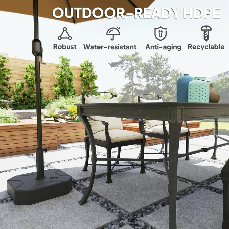 Best Square Garden Parasol Base, Garden Umbrella Stand Heavy Duty Parasol Base, Filled Up to 25kg with Stand or 20kg with Water for for 38, 48 mm Poles, Black - Image 6
