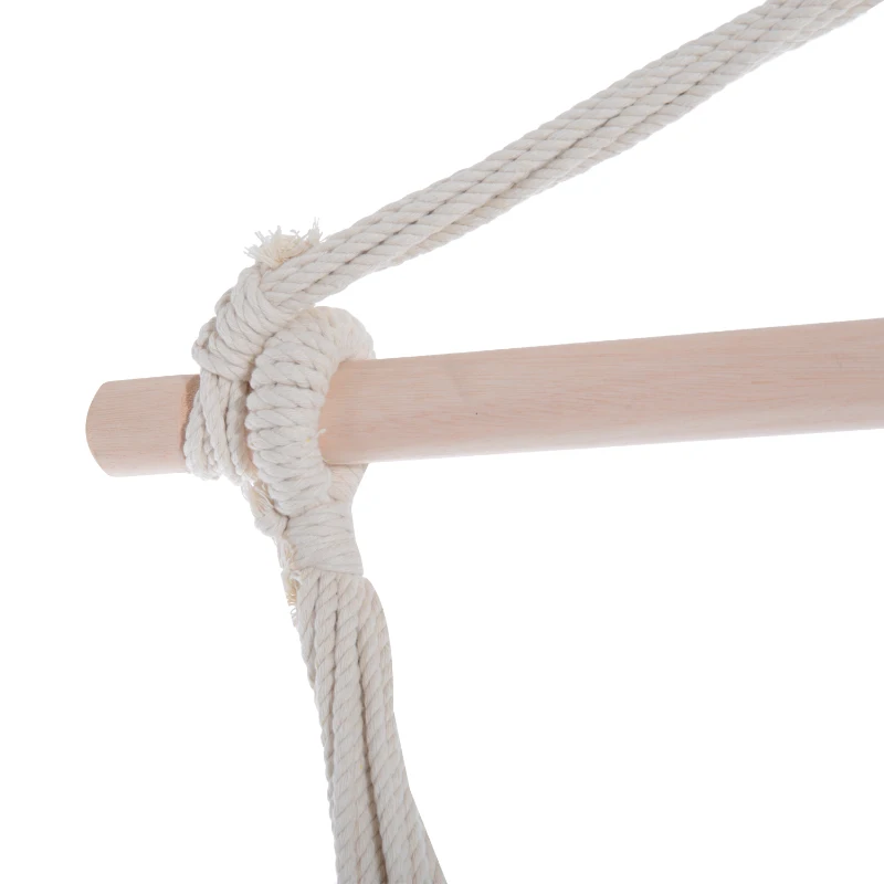 Best Outdoor Hanging Rope Chair with Cotton Rope, Garden Hammock Chair with Wooden Support Bar Cotton Cloth, Portable Garden Chair for Patio & Tree, Green - Image 7
