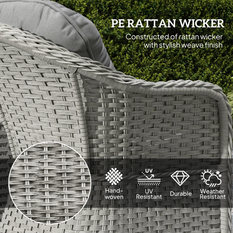 Best Three-Piece Super Padded Rattan Set - Light Grey - Image 4