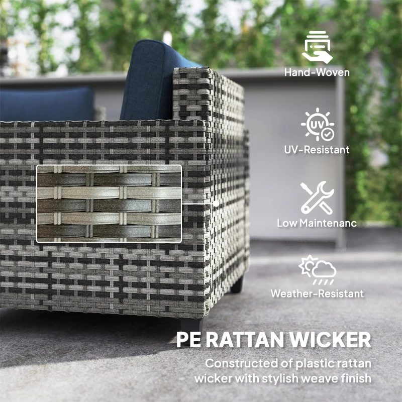 Best Six-Piece Modular Rattan Sofa Set - Navy Blue - Image 5