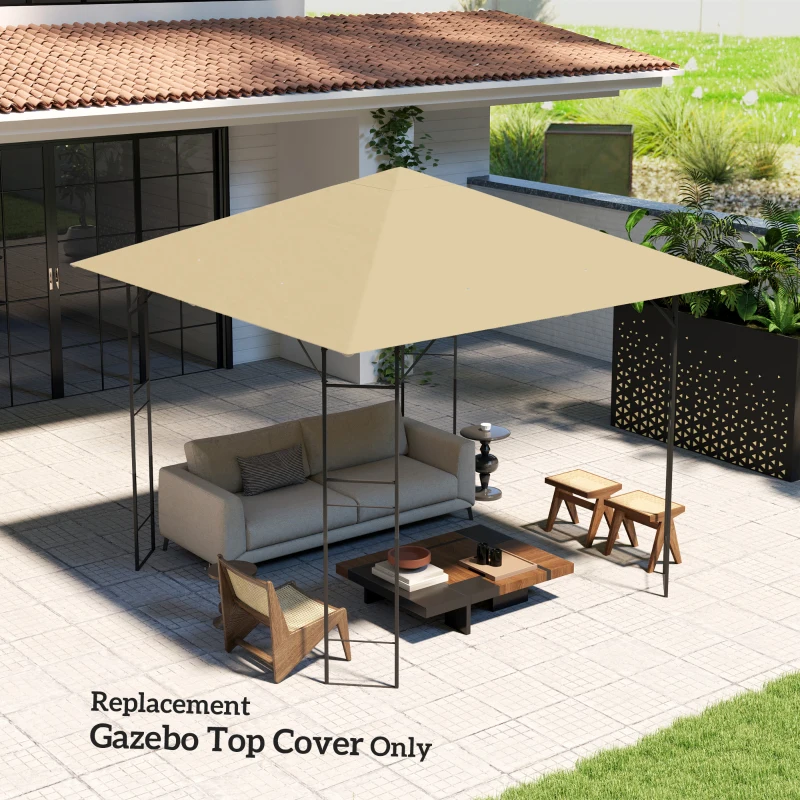 Best 3 x 3(m) Gazebo Canopy Replacement Cover, Garden Gazebo Roof Replacement with Drain Holes, Water Resistant PVC Coating, 370g/㎡, UPF30+, TOP COVER ONLY, Beige - Image 7