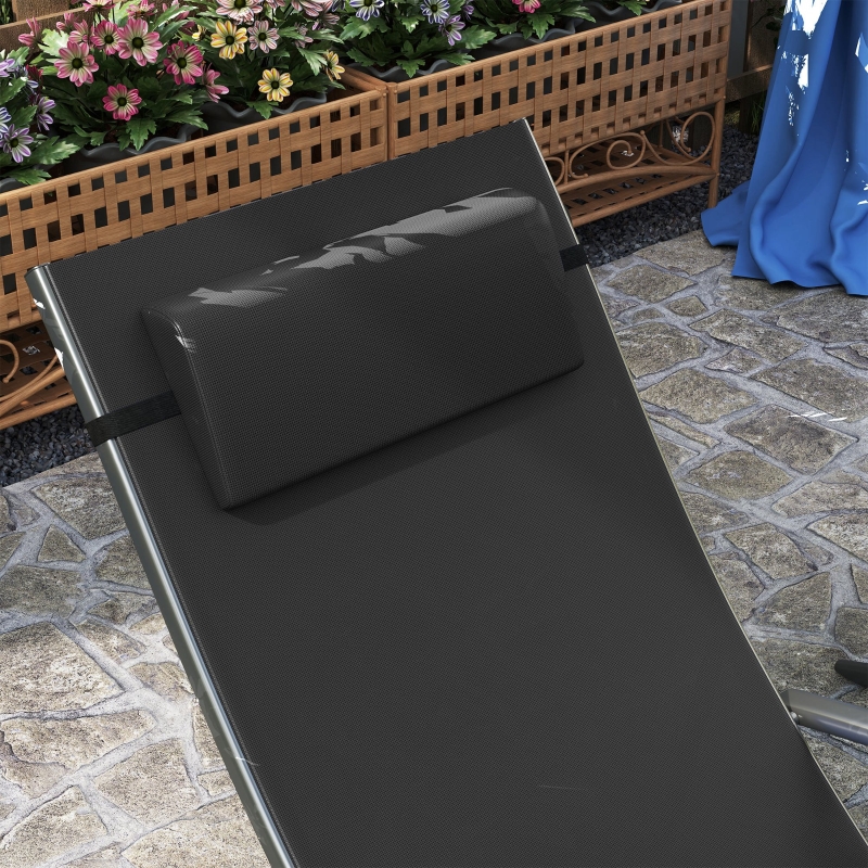 Best Set of Two Adjustable Back Sun Loungers - Black - Image 9
