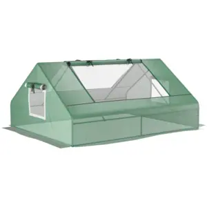 Best Mini Greenhouse, Portable Garden Small Greenhouse with Zipped Windows and Door, 180 x 140 x 80cm, Dark Green