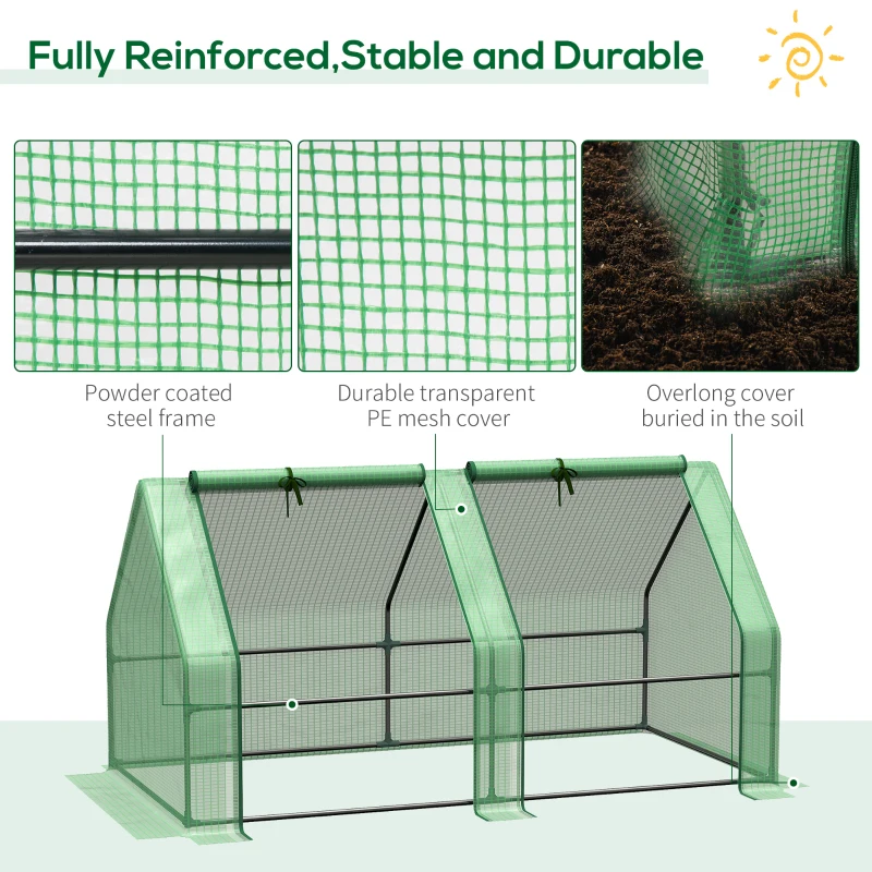 Best Mini Small Greenhouse with Steel Frame & PE Cover & Zippered Window Poly tunnel Steeple for Plants Vegetables, 180 x 90 x 90 cm, Green - Image 5