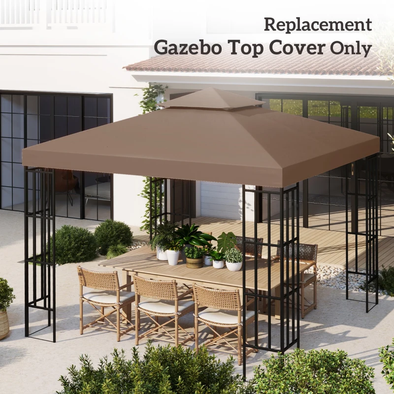 Best 3x3 m Double-Tier Canopy Top Replacement-Coffee - Image 7