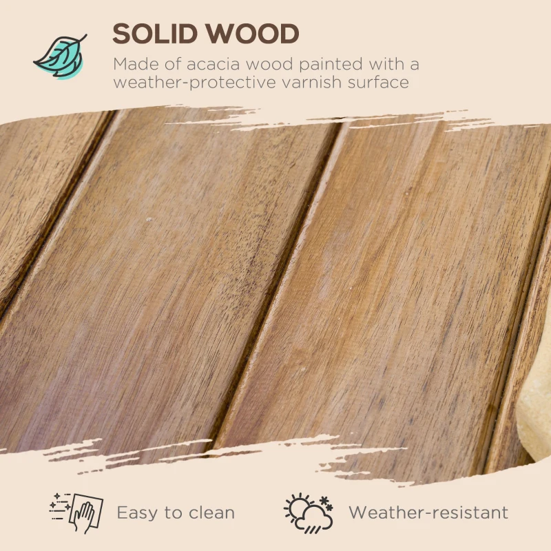 Best 3 Pieces Picnic Bench Set with Table and 2 Benches, Acacia wood Dining Trestle Beer Table and Seat, Natural Wood Finish - Image 5