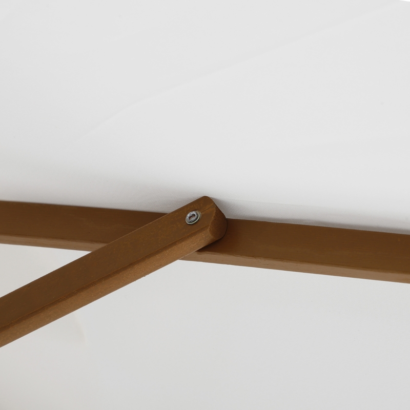 Best 2.5m Patio Umbrella, Wood Garden Parasol, Sun Shade with 6 Ribs and Top Vent for Outdoor, White - Image 9