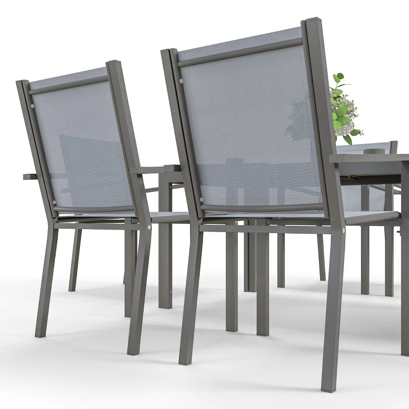 Best Seven-Piece Garden Dining Set, with Plastic Wood-Top Table - Grey - Image 8