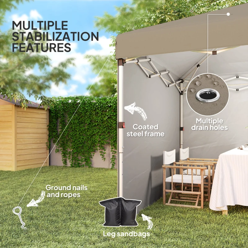 Best 3 x 3 (M) Pop Up Gazebo, UPF 30+ with 2 Sidewalls, Leg Weight Bags and Wheeled Bag, Height Adjustable Party Tent Event Shelter for Garden, Patio, Khaki - Image 7