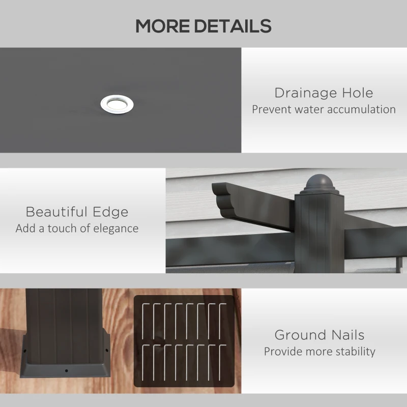 Best 4 x 3(m) Aluminium Pergola with Retractable Roof, Garden Gazebo Canopy Shelter for Outdoor, Patio, Grey - Image 6