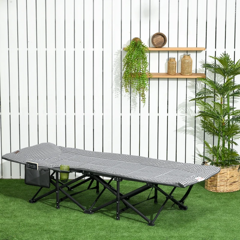 Best Foldable Sun Lounger, Padded Patio Camping Bed with Carry Bag, Magazine Bag and Cup Holder for Outdoor, Garden, Black - Image 8