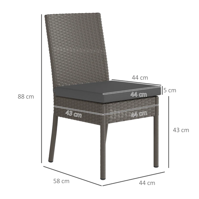 Best Set of Two Armless Rattan Garden Chairs - Dark Grey - Image 3